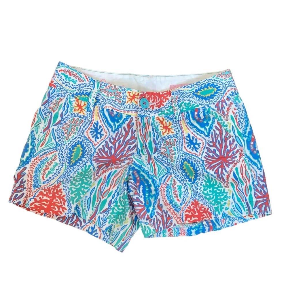 Lilly Pulitzer Sz 00 First Impression Callahan Shorts Turquoise Multicolor
